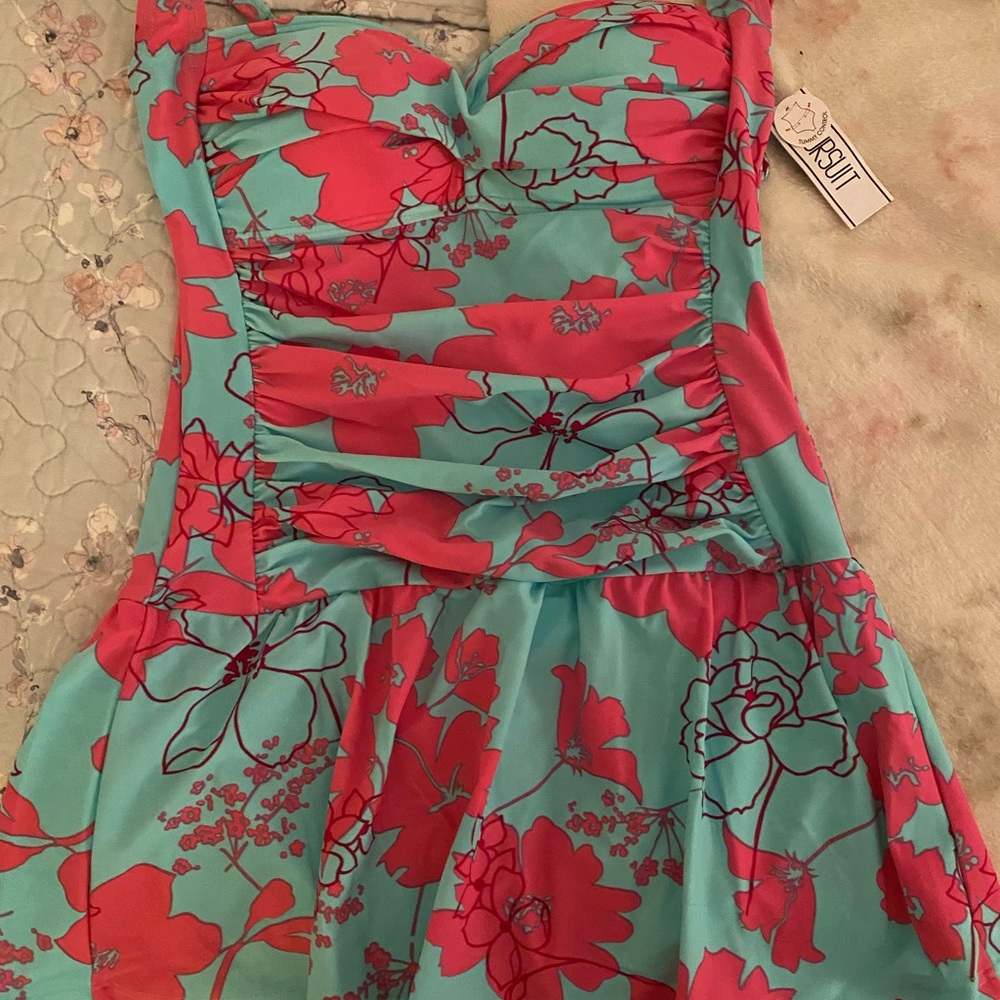 Floral Pink and Blue Dress swimsuit